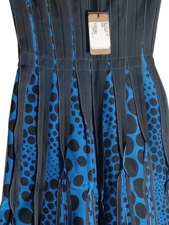 NWT Bottega Veneta Strapless Graphic Print Blue/Black Women Size S Midi Dress - Picture 4 of 6